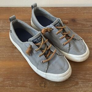 Sperry Women’s Size 6 Crest Vibe Canvas Ankle Boat Shoes Gray Preppy Coastal